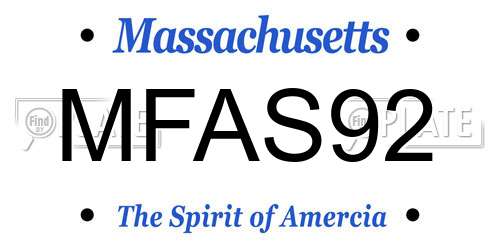 MFAS92 Massachusetts License Plate