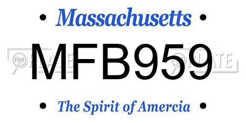 MFB959 Massachusetts License Plate