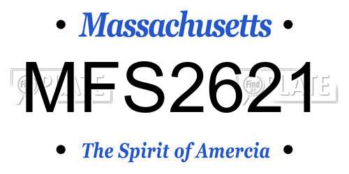 MFS2621 Massachusetts License Plate
