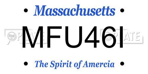 MFU46I Massachusetts License Plate