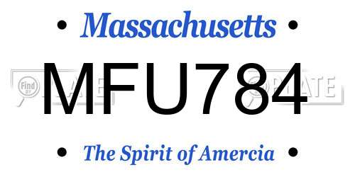 MFU784 Massachusetts License Plate