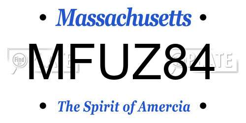 MFUZ84 Massachusetts License Plate