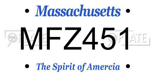 MFZ451 Massachusetts License Plate
