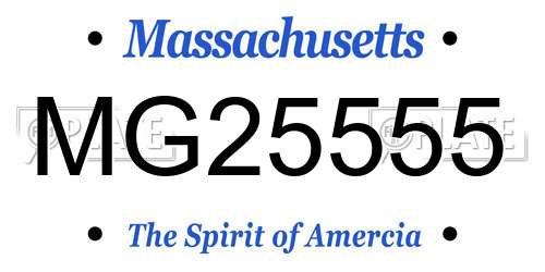 MG25555 Massachusetts License Plate