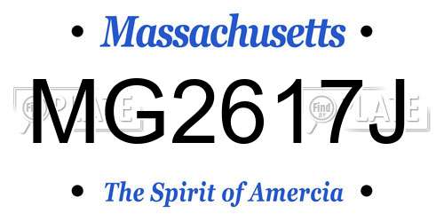 MG2617J Massachusetts License Plate
