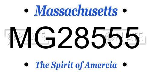 MG28555 Massachusetts License Plate