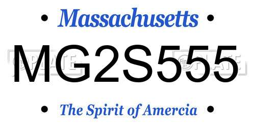 MG2S555 Massachusetts License Plate