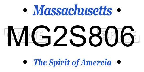 MG2S806 Massachusetts License Plate