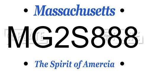 MG2S888 Massachusetts License Plate