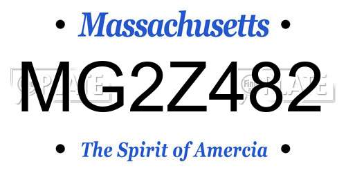 MG2Z482 Massachusetts License Plate