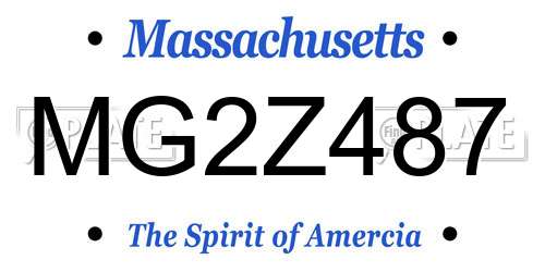 MG2Z487 Massachusetts License Plate