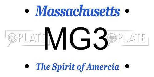 MG3 Massachusetts License Plate