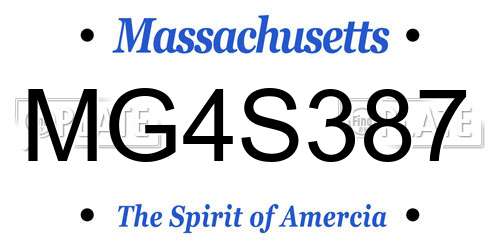 MG4S387 Massachusetts License Plate