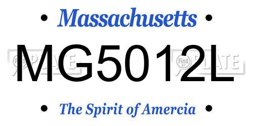 MG5012L Massachusetts License Plate