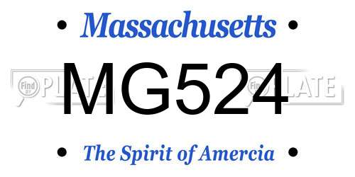 MG524 Massachusetts License Plate