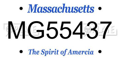 MG55437 Massachusetts License Plate