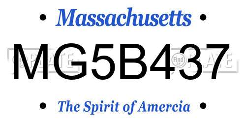 MG5B437 Massachusetts License Plate
