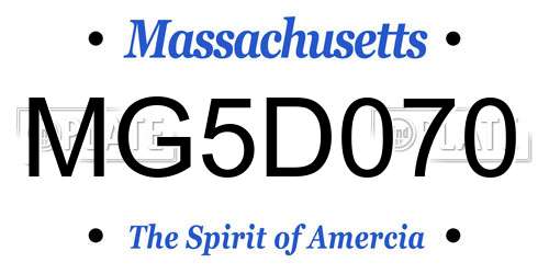 MG5D070 Massachusetts License Plate