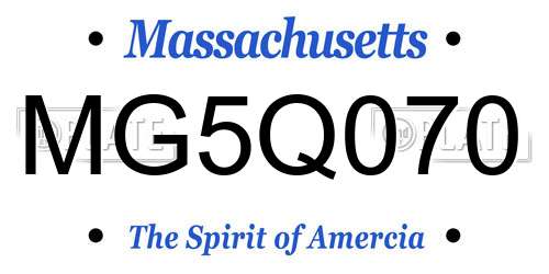 MG5Q070 Massachusetts License Plate