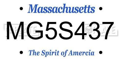 MG5S437 Massachusetts License Plate