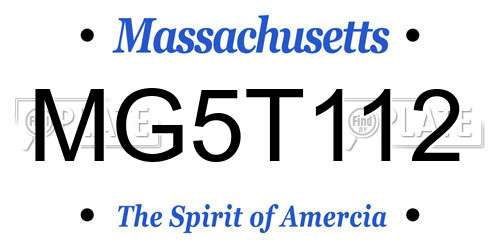 MG5T112 Massachusetts License Plate