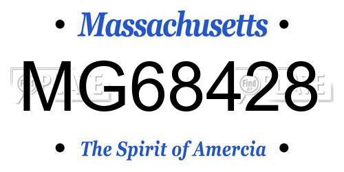 MG68428 Massachusetts License Plate