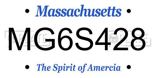 MG6S428 Massachusetts License Plate