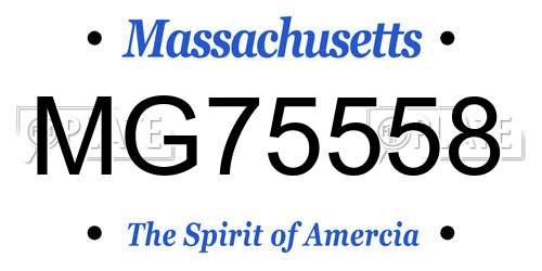 MG75558 Massachusetts License Plate