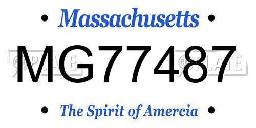 MG77487 Massachusetts License Plate