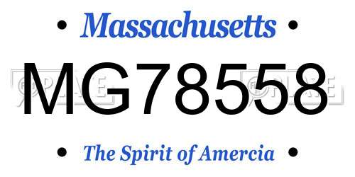 MG78558 Massachusetts License Plate