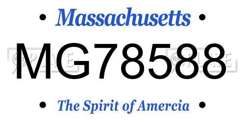 MG78588 Massachusetts License Plate