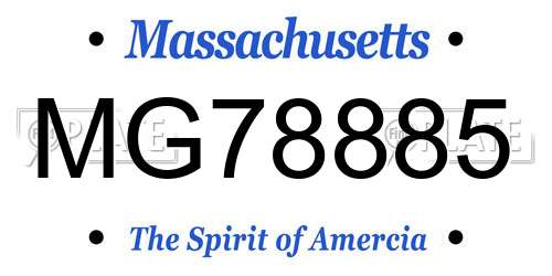 MG78885 Massachusetts License Plate
