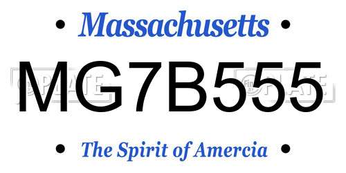 MG7B555 Massachusetts License Plate