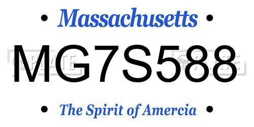 MG7S588 Massachusetts License Plate