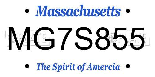 MG7S855 Massachusetts License Plate
