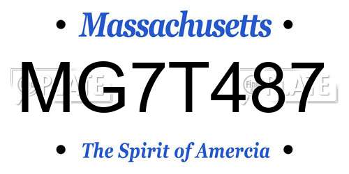 MG7T487 Massachusetts License Plate