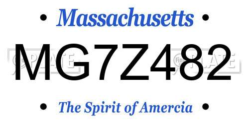 MG7Z482 Massachusetts License Plate