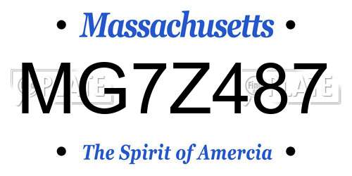 MG7Z487 Massachusetts License Plate