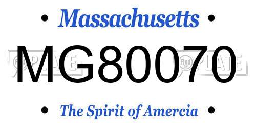 MG80070 Massachusetts License Plate