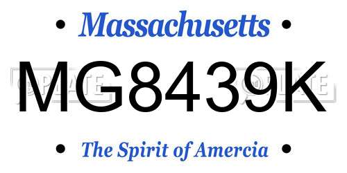 MG8439K Massachusetts License Plate