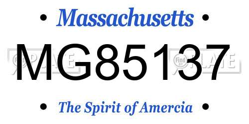 MG85137 Massachusetts License Plate