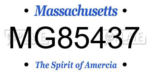 MG85437 Massachusetts License Plate