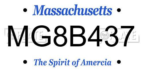 MG8B437 Massachusetts License Plate
