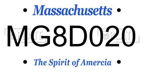 MG8D020 Massachusetts License Plate