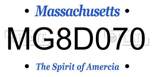 MG8D070 Massachusetts License Plate