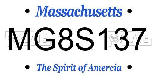 MG8S137 Massachusetts License Plate