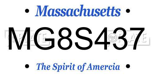 MG8S437 Massachusetts License Plate