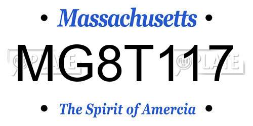 MG8T117 Massachusetts License Plate