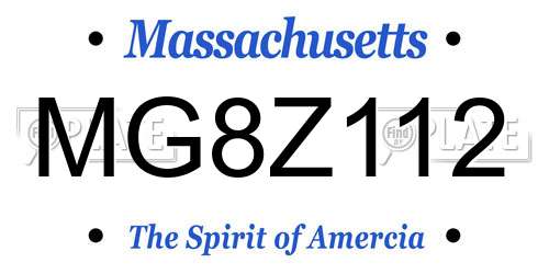 MG8Z112 Massachusetts License Plate
