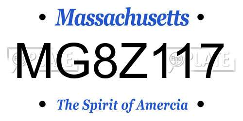 MG8Z117 Massachusetts License Plate